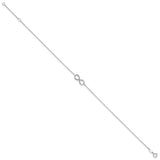 10K White Gold 1 mm Polished Chain Anklet, Solid