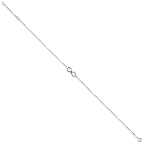 10K White Gold 1 mm Polished Chain Anklet, Solid