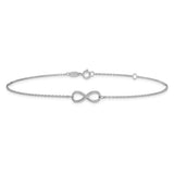 10K White Gold 1 mm Polished Chain Anklet, Solid alternate angle