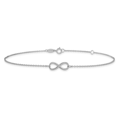 10K White Gold 1 mm Polished Chain Anklet, Solid alternate angle