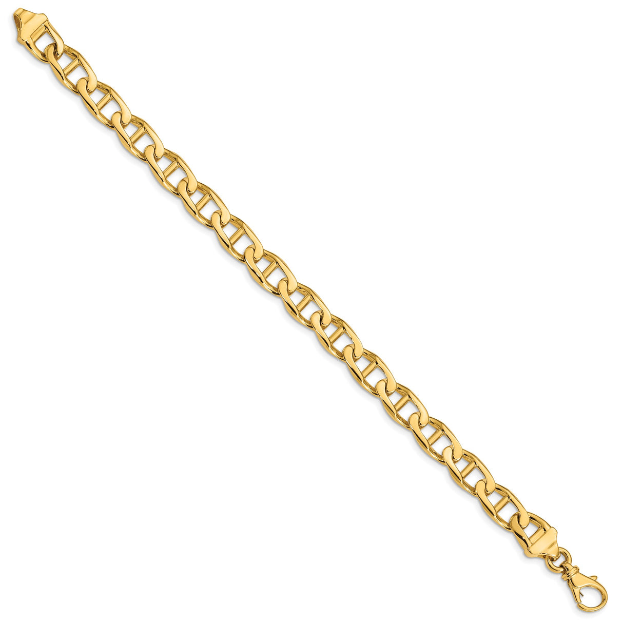 10K Yellow Gold 8.5 mm Polished Chain Anklet, Solid