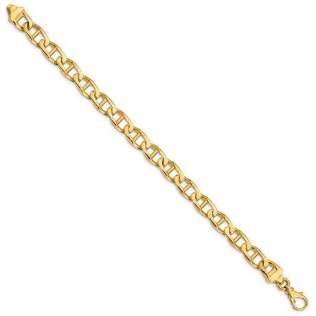 10K Yellow Gold 8.5 mm Polished Chain Anklet, Solid