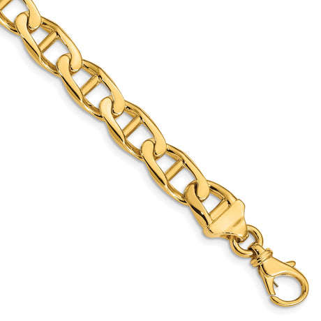 10K Yellow Gold 8.5 mm Polished Chain Bracelet, Solid shown for scale