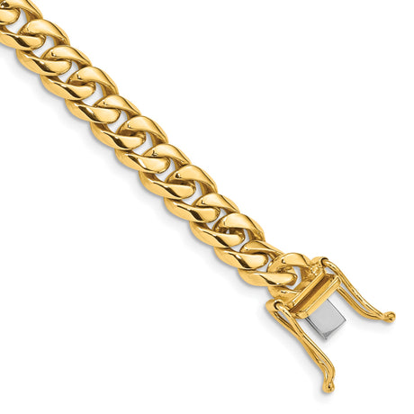 10K Yellow Gold 7.25 mm Curb Chain Anklet, Polished shown for scale