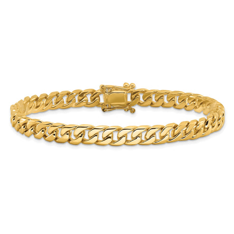 10K Yellow Gold 6.8 mm Curb Chain Anklet, Polished alternate angle