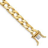 10K Yellow Gold 7.9 mm Polished Chain Bracelet, Solid shown for scale