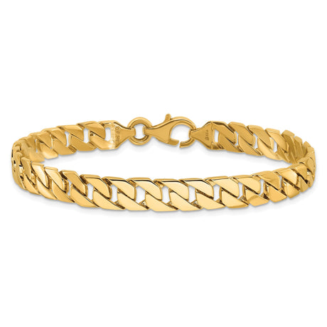10K Yellow Gold 7.4 mm Polished Chain Bracelet, Solid alternate angle