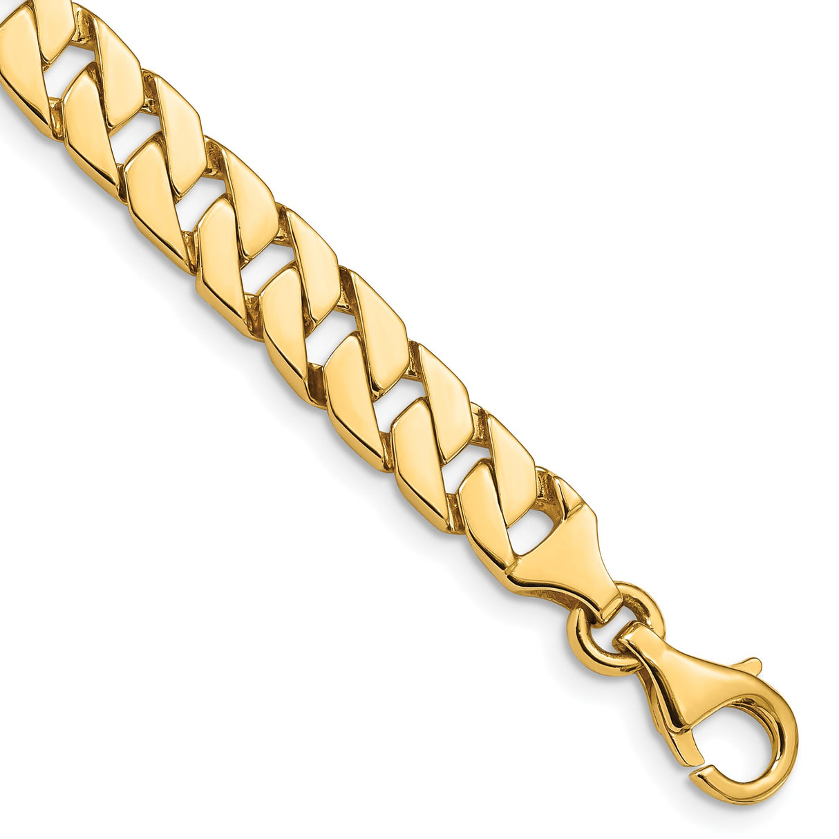 10K Yellow Gold 7.4 mm Polished Chain Bracelet, Solid detail view