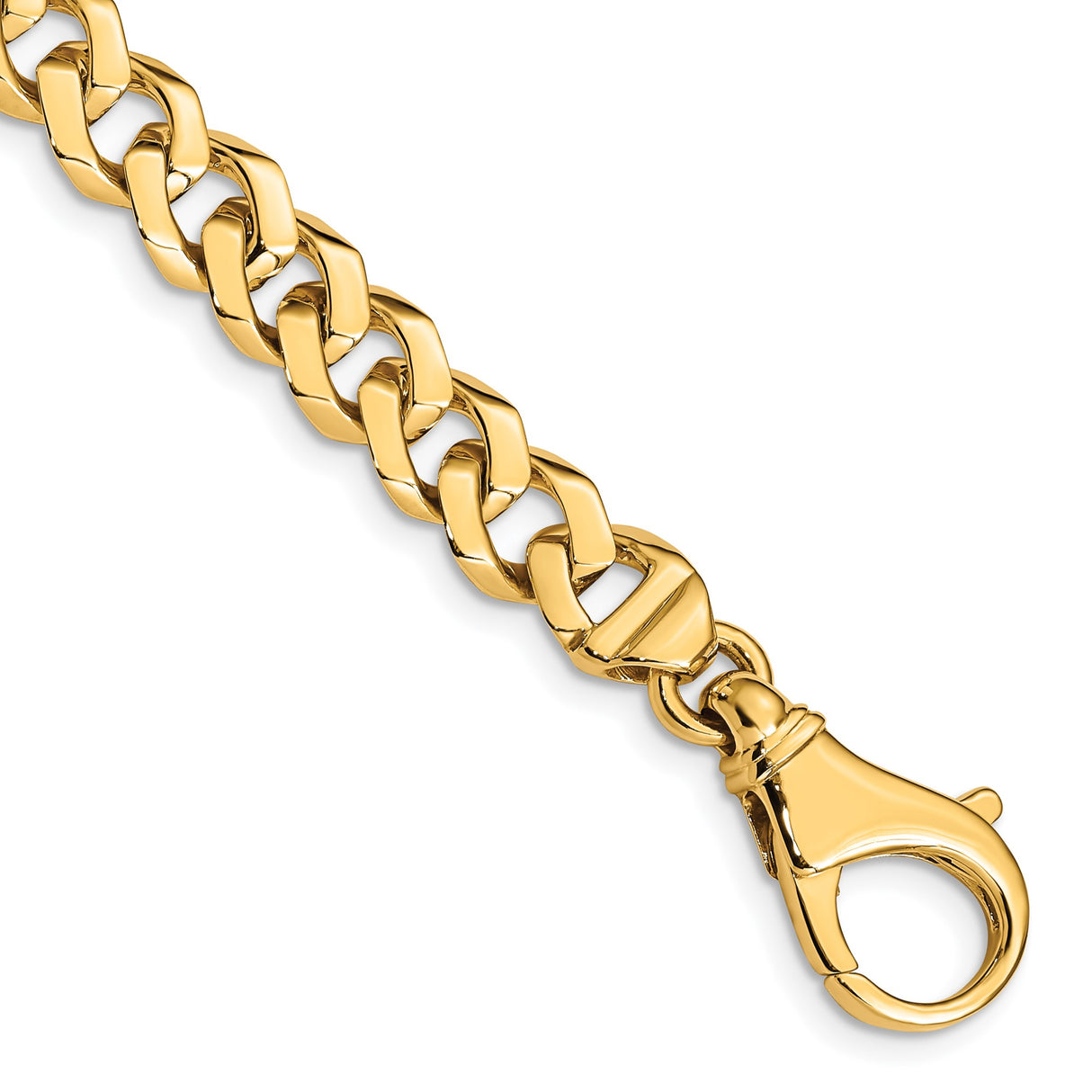 10K Yellow Gold 8 mm Polished Chain Bracelet, Solid shown for scale