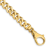 10K Yellow Gold 8 mm Polished Chain Bracelet, Solid shown for scale