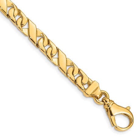 10K Yellow Gold 6.7 mm Polished Chain Bracelet, Solid shown for scale