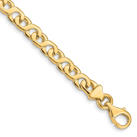 10K Yellow Gold 6.2 mm Polished Chain Anklet, Solid alternate angle