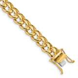 10K Yellow Gold 8.6 mm Polished Chain Bracelet, Solid shown for scale