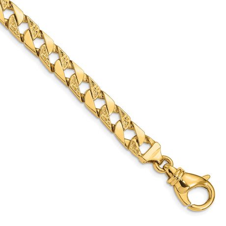 10K Yellow Gold 7.5 mm Polished Chain Bracelet, Solid alternate angle