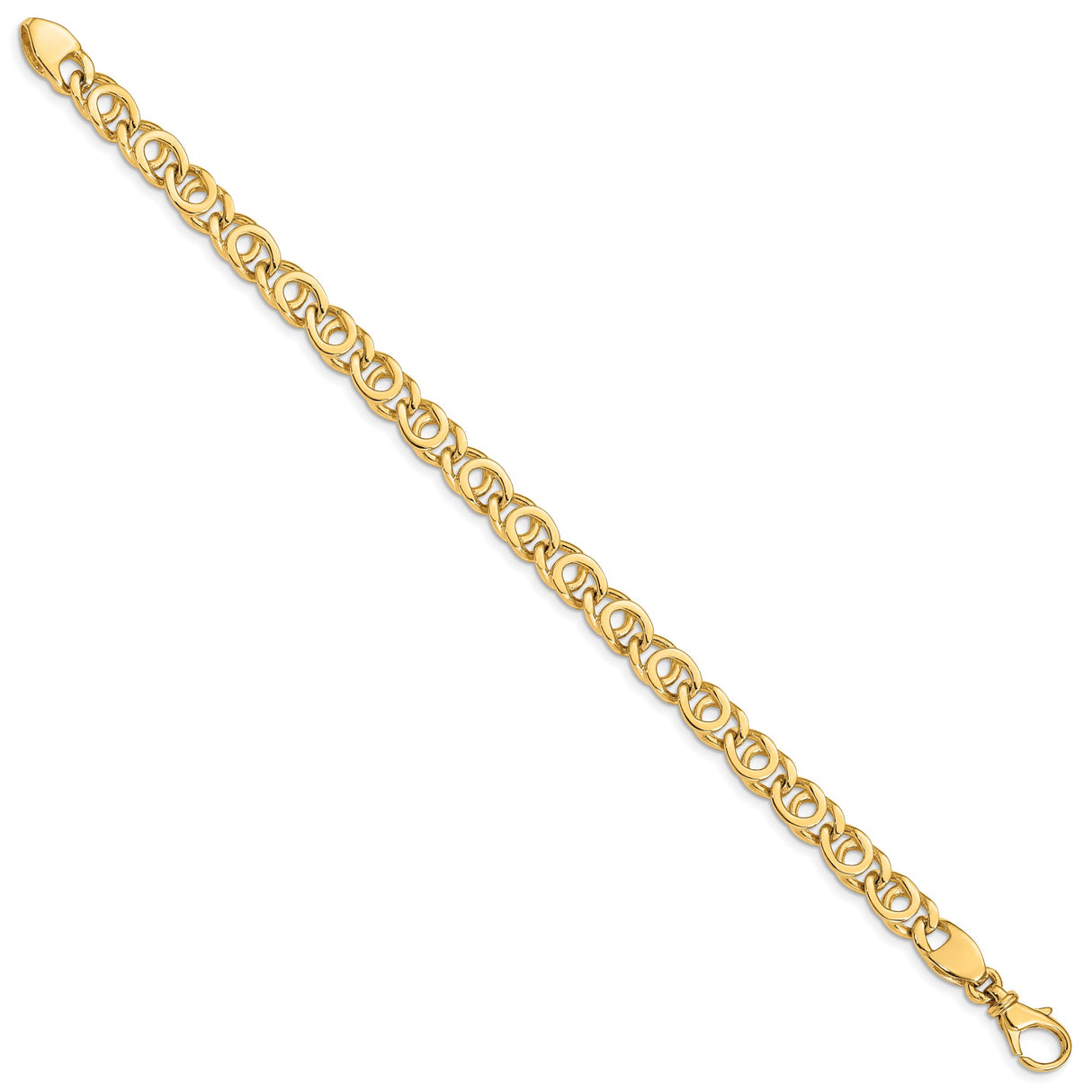 10K Yellow Gold 7 mm Polished Chain Bracelet, Solid