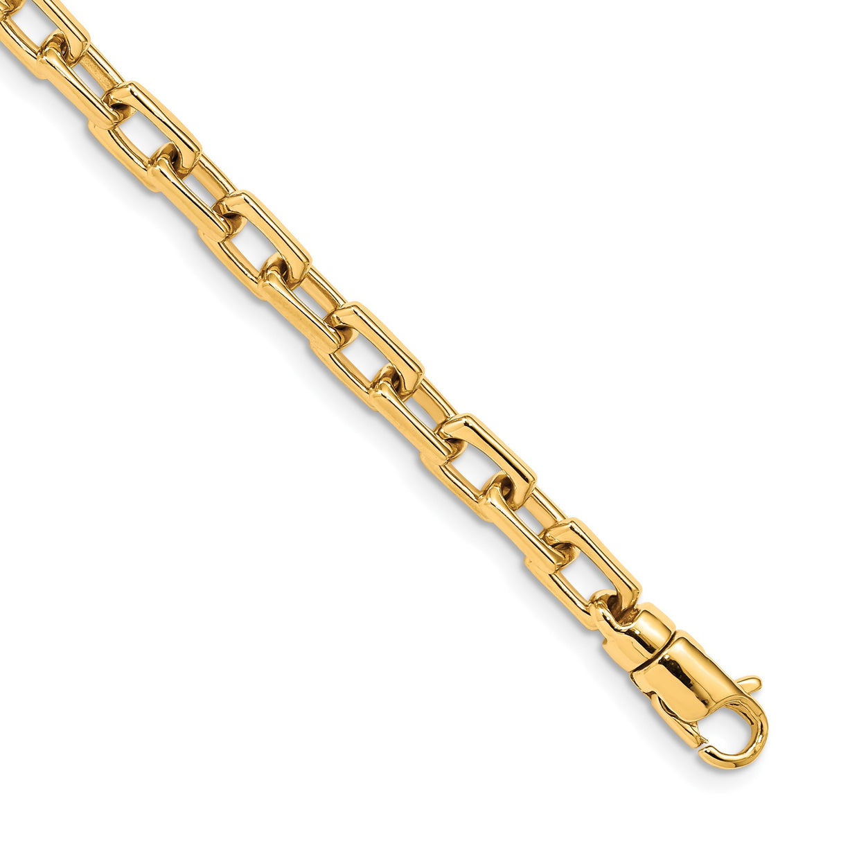 10K Yellow Gold 5 mm Polished Chain Bracelet, Solid shown for scale