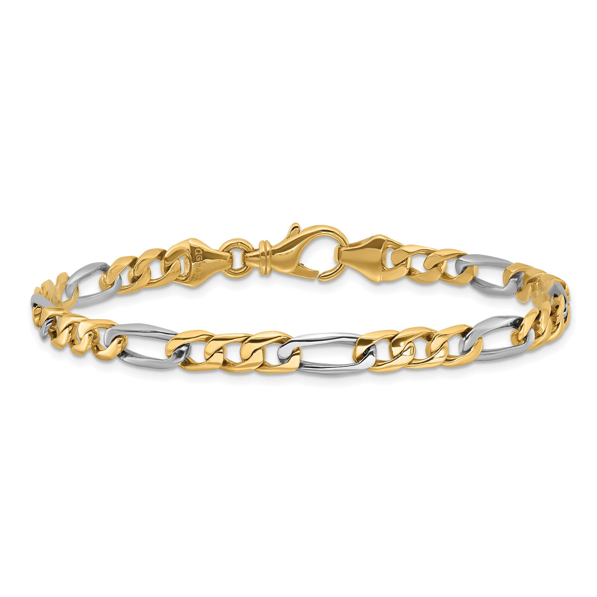 10K Two-tone Gold 5.8 mm Polished Chain Bracelet, Solid alternate angle