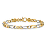 10K Two-tone Gold 5.8 mm Polished Chain Bracelet, Solid alternate angle