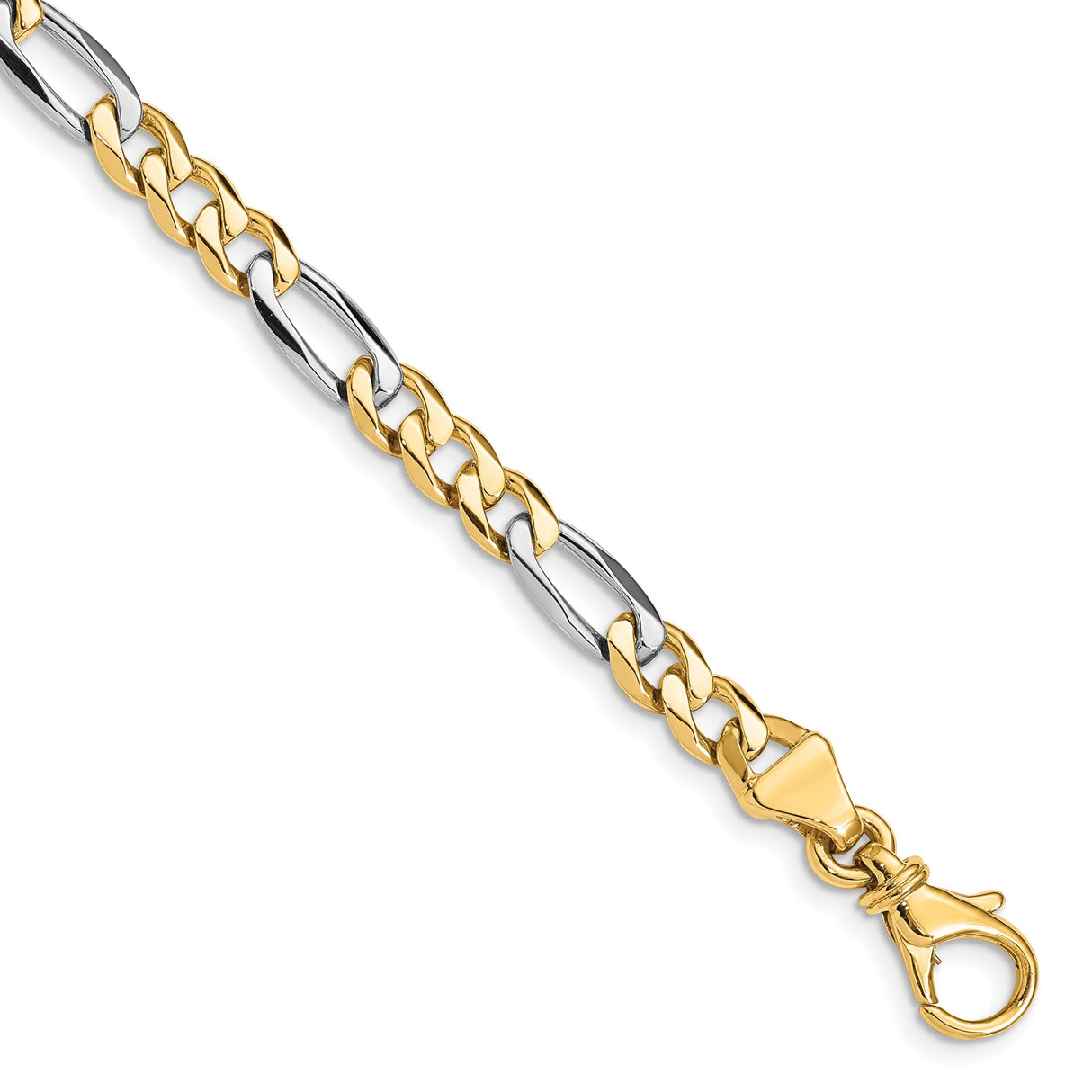 10K Two-tone Gold 5.8 mm Polished Chain Bracelet, Solid detail view