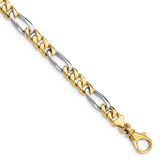 10K Two-tone Gold 6.1 mm Polished Chain Bracelet, Solid shown for scale