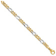 10K Two-tone Gold 7.85 mm Polished Chain Anklet, Solid