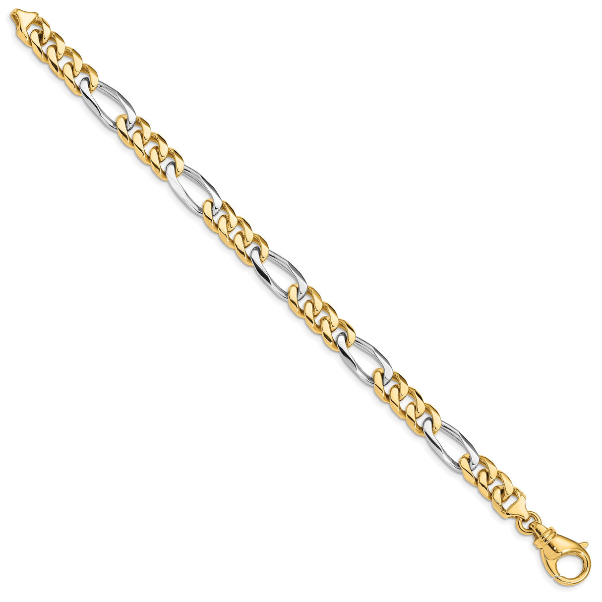10K Two-tone Gold 7.85 mm Polished Chain Anklet, Solid