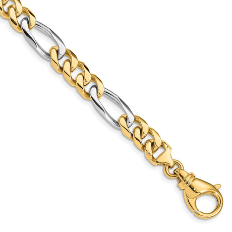 10K Two-tone Gold 7.85 mm Polished Chain Bracelet, Solid shown for scale