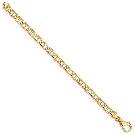 10K Yellow Gold 6.5 mm Polished Chain Bracelet, Solid