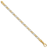 10K Two-tone Gold 4.8 mm Polished Chain Bracelet, Solid
