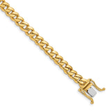 10K Yellow Gold 5.7 mm Polished Chain Bracelet, Solid shown for scale