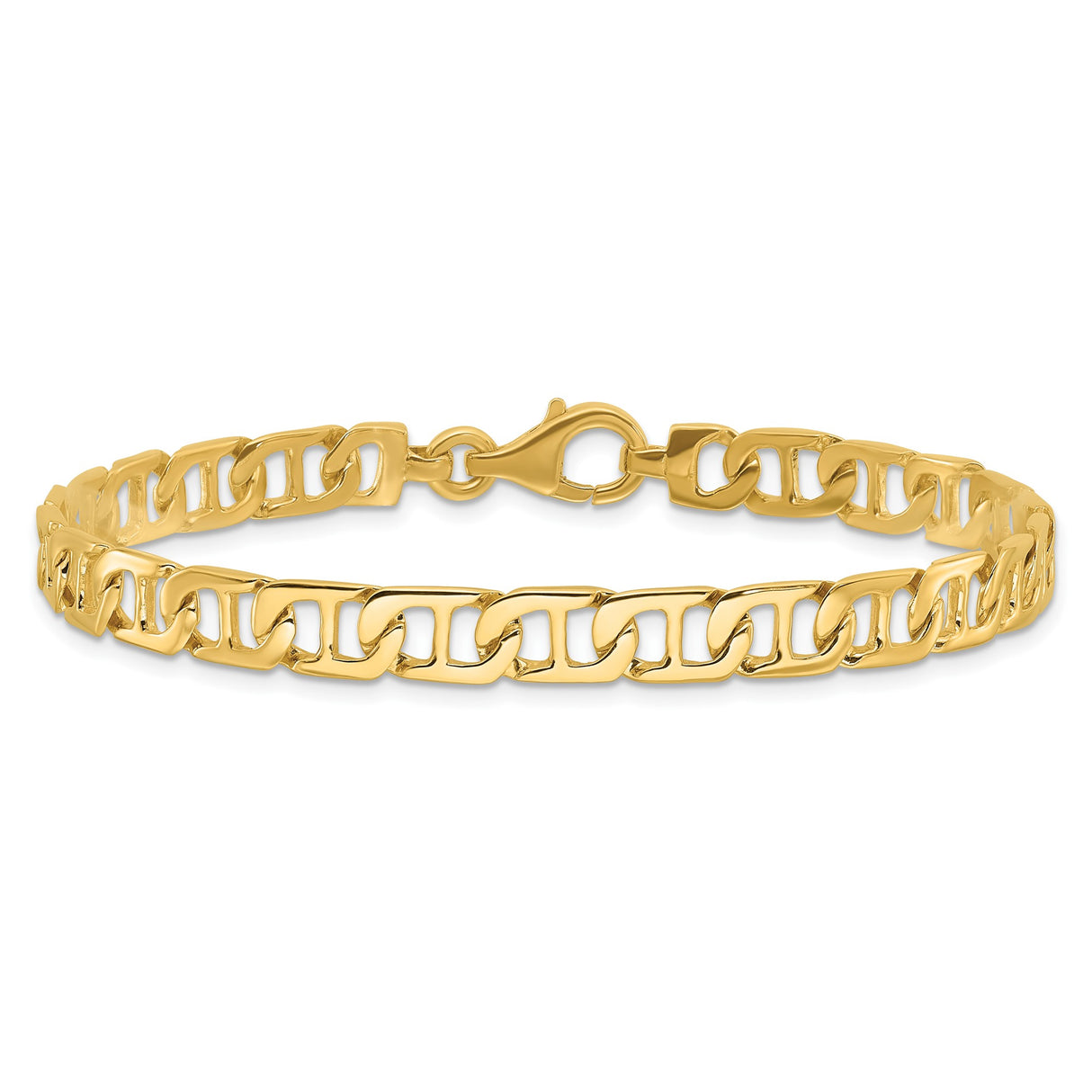 10K Yellow Gold 6.5 mm Polished Chain Bracelet, Solid alternate angle