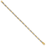 10K Two-tone Gold 3.5 mm Polished Chain Bracelet, Solid