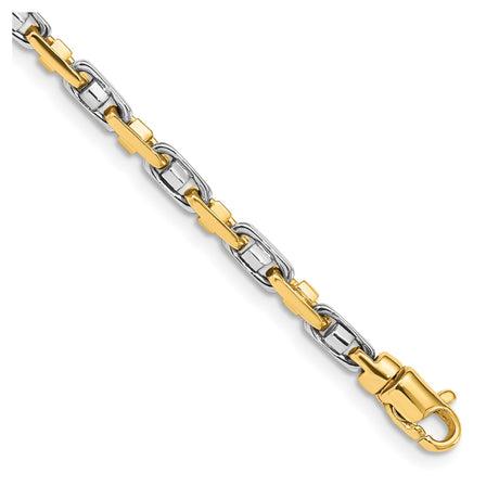 10K Two-tone Gold 3.5 mm Polished Chain Bracelet, Solid alternate angle