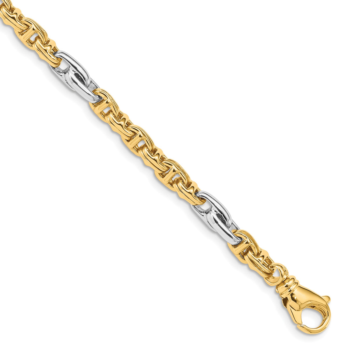 10K Two-tone Gold 5.38 mm Polished Chain Bracelet, Solid alternate angle