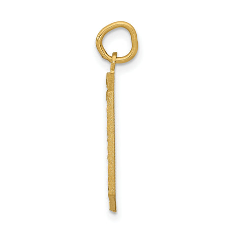 10k Yellow Gold Number 0 Pendant Charm, Textured Polished Numeric Design, Unisex Jewelry