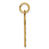 10k Yellow Gold Number One Pendant Charm with Textured Center and Diamond Cut Border