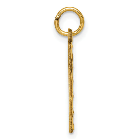 10k Yellow Gold Number One Pendant Charm with Textured Center and Diamond Cut Border