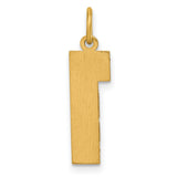10k Yellow Gold Number One Pendant Charm with Textured Center and Diamond Cut Border