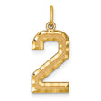 10k Yellow Gold Number 2 Pendant, Textured and Polished Unisex Charm