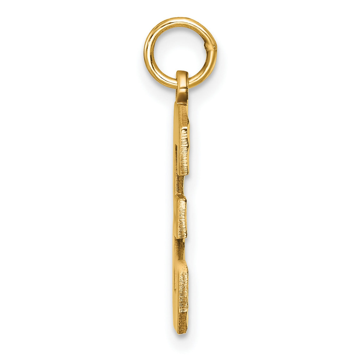 10k Yellow Gold Number 3 Pendant with Diamond Cut Edge and Textured Finish