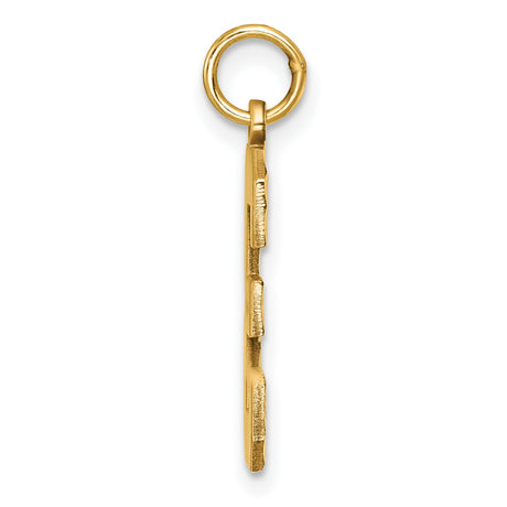 10k Yellow Gold Number 3 Pendant with Diamond Cut Edge and Textured Finish