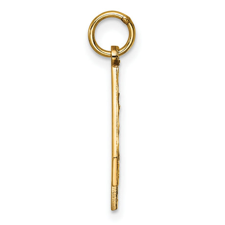10k Yellow Gold Number 4 Pendant, Textured and Polished Finish, Unisex Lucky Numeric Charm