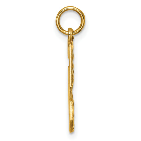 10k Yellow Gold Number 5 Pendant with Textured and Polished Finish, Unisex Numerology Charm