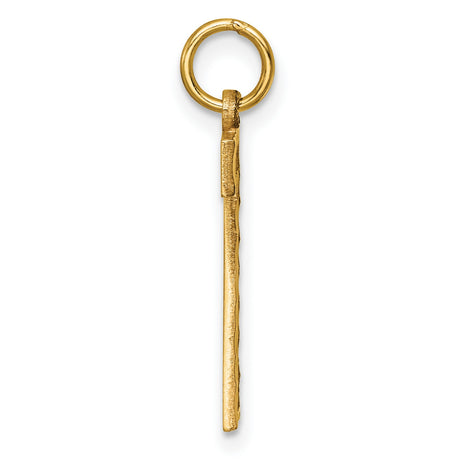 10k Yellow Gold Number 7 Pendant Charm with Textured Finish and Polished Edges