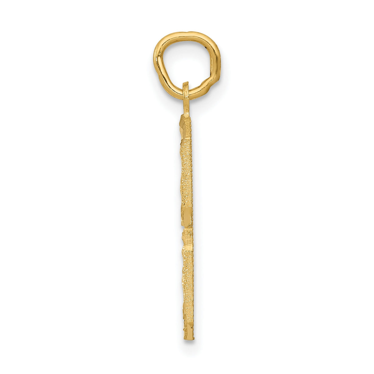 10k Yellow Gold Number 8 Pendant Charm with Textured and Polished Finish