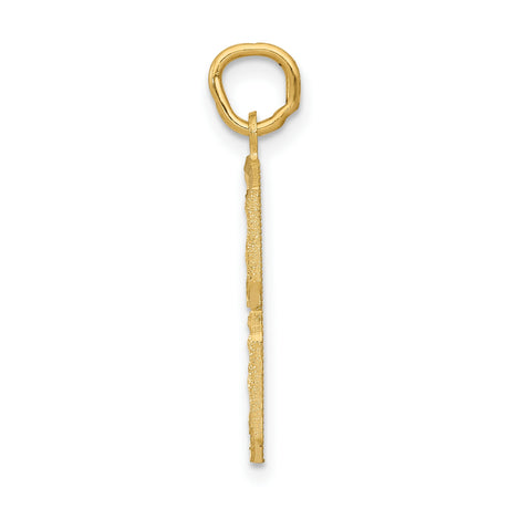 10k Yellow Gold Number 8 Pendant Charm with Textured and Polished Finish