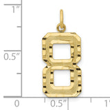 10k Yellow Gold Number 8 Pendant Charm with Textured and Polished Finish