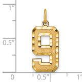 Casted Large Diamond Cut Number 9 Charm Pendant in Real 10k Yellow Gold