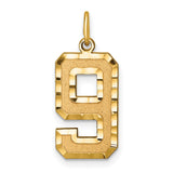 Casted Large Diamond Cut Number 9 Charm Pendant in Real 10k Yellow Gold