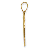 10k Yellow Gold Pendant, Number 24 Sports Charm with Textured Finish and Polished Edges, Unisex